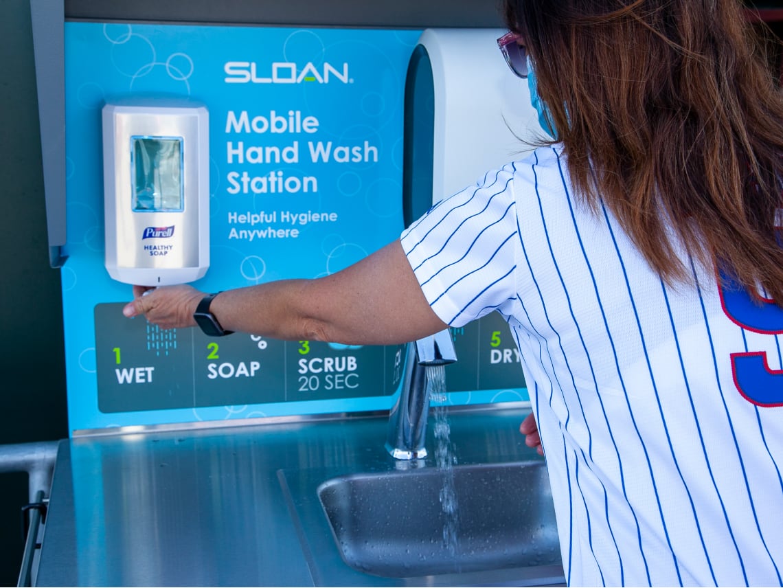 Mobile handwashing station at Sloan Park